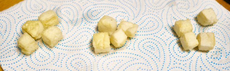 Three types of battered tofu
